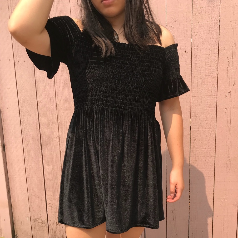 Velvet off the shoulder dress